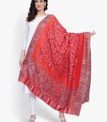 Women Fine Wool Kaani Jaal with zari Pashmins Red shawl