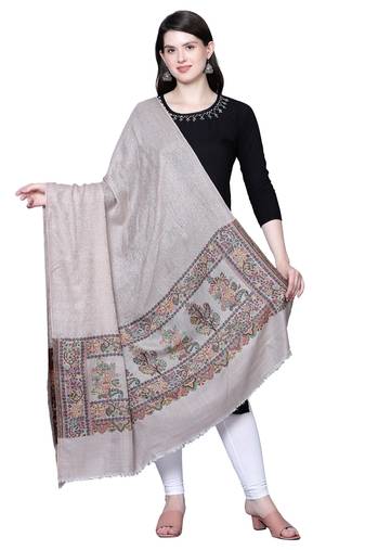 Mizash Women fine wool Paashmina Beige shawl