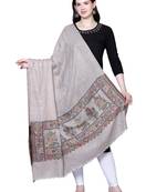 Mizash Women fine wool Paashmina Beige shawl