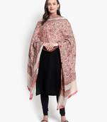 Mizash Women Fine Wool Beige Paisley Floral Designer Soft Woven Shawl