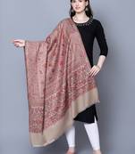Women's Beige Wool Floral Kashmiri Shawl
