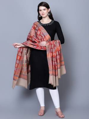 Women Kashmiri Jaal Fine Wool Beige Shawl Online 4