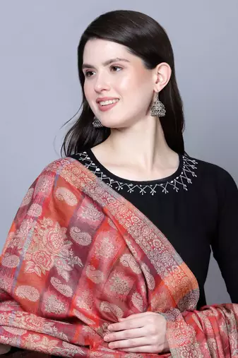Women Kashmiri  Jaal Fine wool Beige Shawl