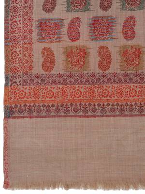 Women Kashmiri Jaal Fine Wool Beige Shawl Online 6