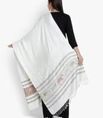 Mizash Women viscose Silk, Designer Elephant motifs Border,  Soft Stole / Shawl