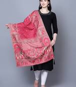Women Fine Wool Mughal Darbar Kaani Jaal Pink Shawl