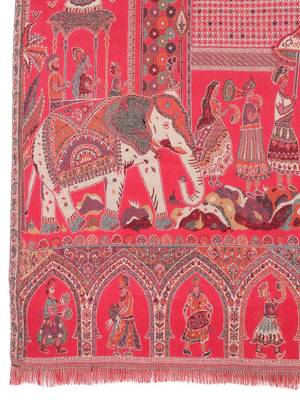 Women Fine Wool Mughal Darbar Kaani Jaal Pink Shawl 6