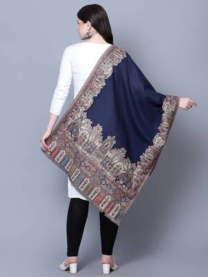 Women Fine Wool Royal Mughal Darbar  Border Shawl 3