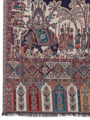 Women Fine Wool Royal Mughal Darbar  Border Shawl 5