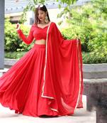 Pure Soft Fox Georgette Fabric Lehengha Choli, With Fancy Stitched Blouse And Dupatta 