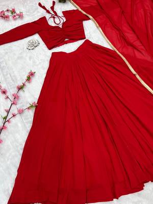 Pure Soft Fox Georgette Fabric Lehengha Choli, With Fancy Stitched Blouse And Dupatta  5