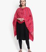 Mizash Women Fine Wool, Pink Designer Stripes Soft Woven Stole / Shawl