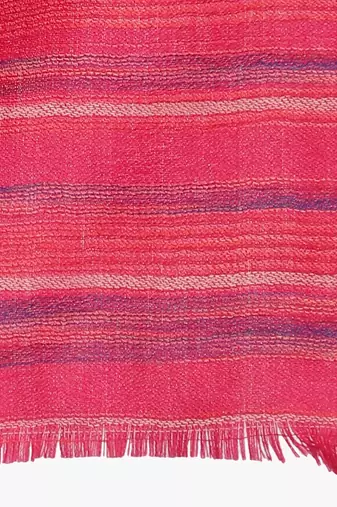 Mizash Women Fine Wool, Pink Designer Stripes Soft Woven Stole / Shawl