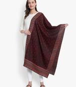 Mizash Women Fine Wool Black Designrt Paisley Soft Woven Stole