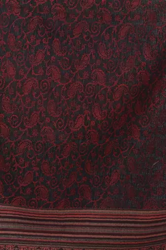 Mizash Women Fine Wool Black Designrt Paisley Soft Woven Stole