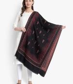 Mizash Women Fine Wool Black Designer Soft Woven Stole