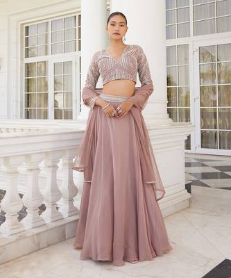 Salmon Pink Skye Lehenga Set 1
