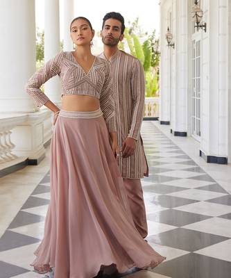 Salmon Pink Skye Lehenga Set 4