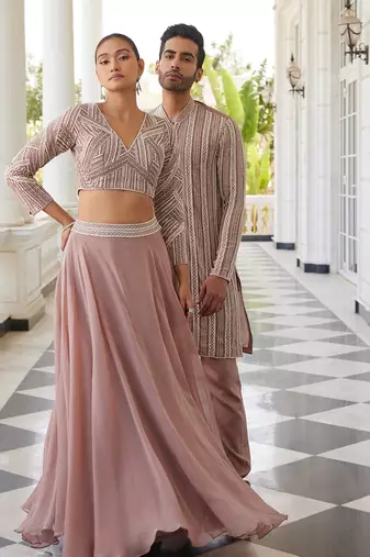 Salmon Pink Skye Lehenga Set