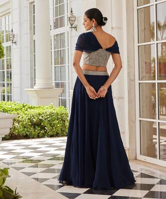 Navy Blue Selie Lehenga Set 2