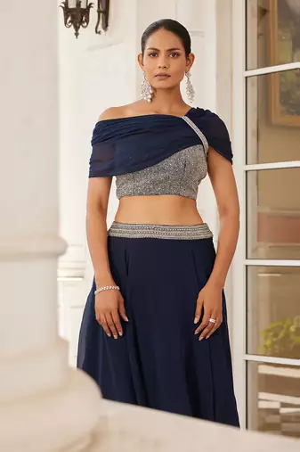 Navy Blue Selie Lehenga Set