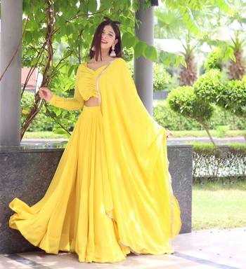 Pure Soft Fox Georgette Fabric Lehengha Choli, With Fancy Stitched Blouse And Dupatta  1