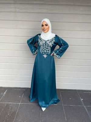 Sky Blue Zari & Stone Work stitched Satan Designed Kaftan Party Wear 1