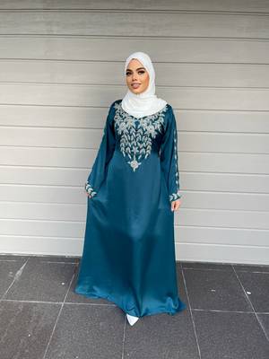 Sky Blue Zari & Stone Work stitched Satan Designed Kaftan Party Wear 3