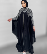 Black  Zari & Stone Gold Work stitched Georgette Designed Farasha Party Wear