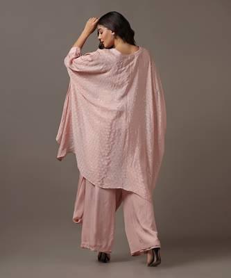 Pink kaftan set with drape pants 3