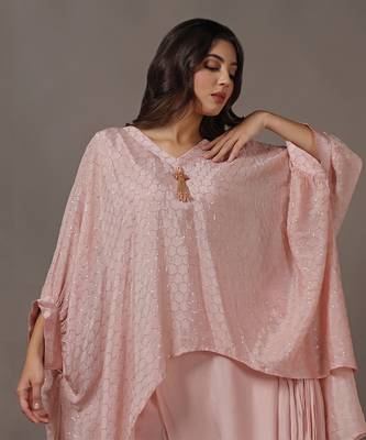 Pink kaftan set with drape pants 4
