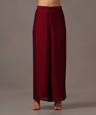 Wine assymetrical top with flared pants 5