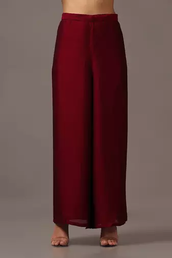 Wine assymetrical top with flared pants