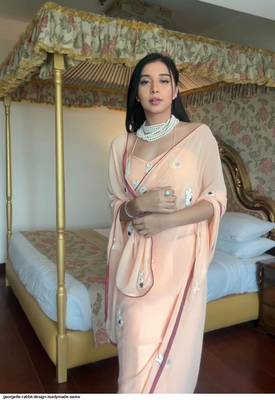 Peach Colour georgette Fabric Ready To Wear Saree WITH UN-STITCHED BLOUSE 1