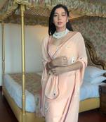 Peach Colour georgette Fabric Ready To Wear Saree WITH UN-STITCHED BLOUSE