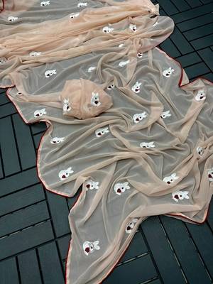 Peach Colour georgette Fabric Ready To Wear Saree WITH UN-STITCHED BLOUSE 3