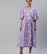 Lavendor floral print cotton maternity dress