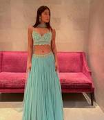 Sky Blue Wedding Lehenga Choli for Women