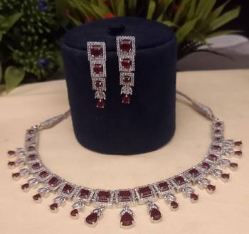 Indian jewellery american diamond white polish necklace set jewellery for women 1