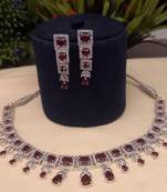 Indian jewellery american diamond white polish necklace set jewellery for women