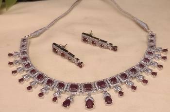 Indian jewellery american diamond white polish necklace set jewellery for women 2
