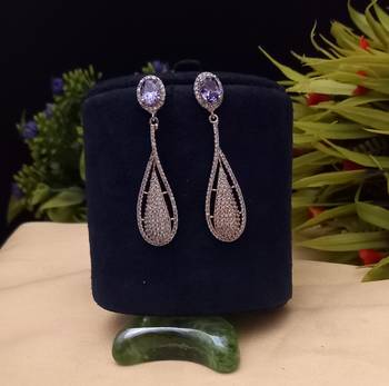 Indian jewellery american diamond white polish earrings set jewellery for women 1