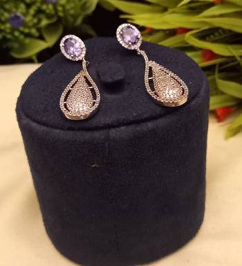 Indian jewellery american diamond white polish earrings set jewellery for women 2