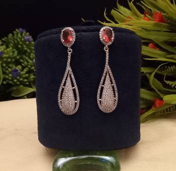 Indian jewellery american diamond white polish earrings set jewellery for women 1