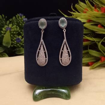 Indian jewellery american diamond white polish earrings set jewellery for women 1