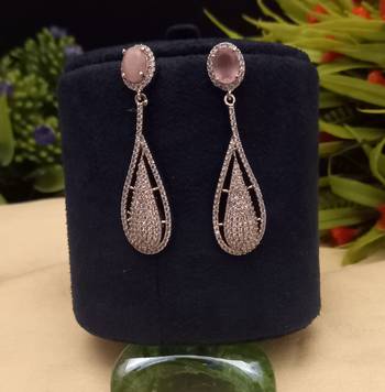 Indian jewellery american diamond white polish earrings set jewellery for women 1
