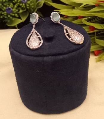 Indian jewellery american diamond white polish earrings set jewellery for women 2