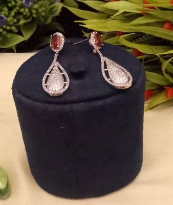Indian jewellery american diamond white polish earrings set jewellery for women 2