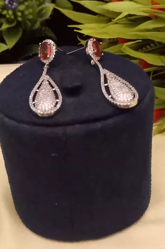 Indian jewellery american diamond white polish earrings set jewellery for women