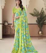 Roop Kashish Multicolor Georgette Printed Saree And Blouse Piece